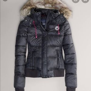 American Eagle faux fur hooded puffer jacket